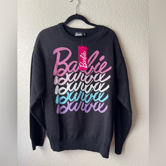 Barbie Sweaters - Barbie Black Sweater with Multicolor Logo NWT